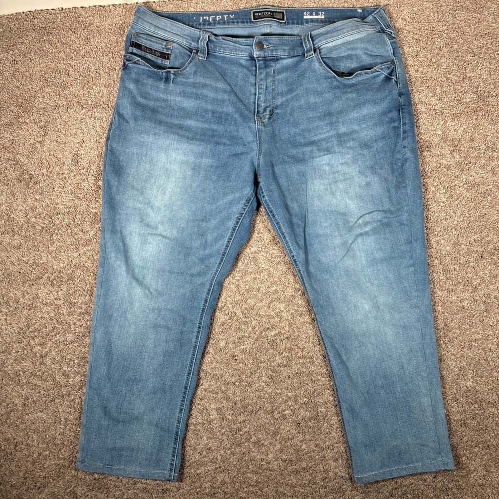 Howitzer Liberty Tactical‎ Jeans Mens 42x26 Light Wash Blue Stretch Straight Leg